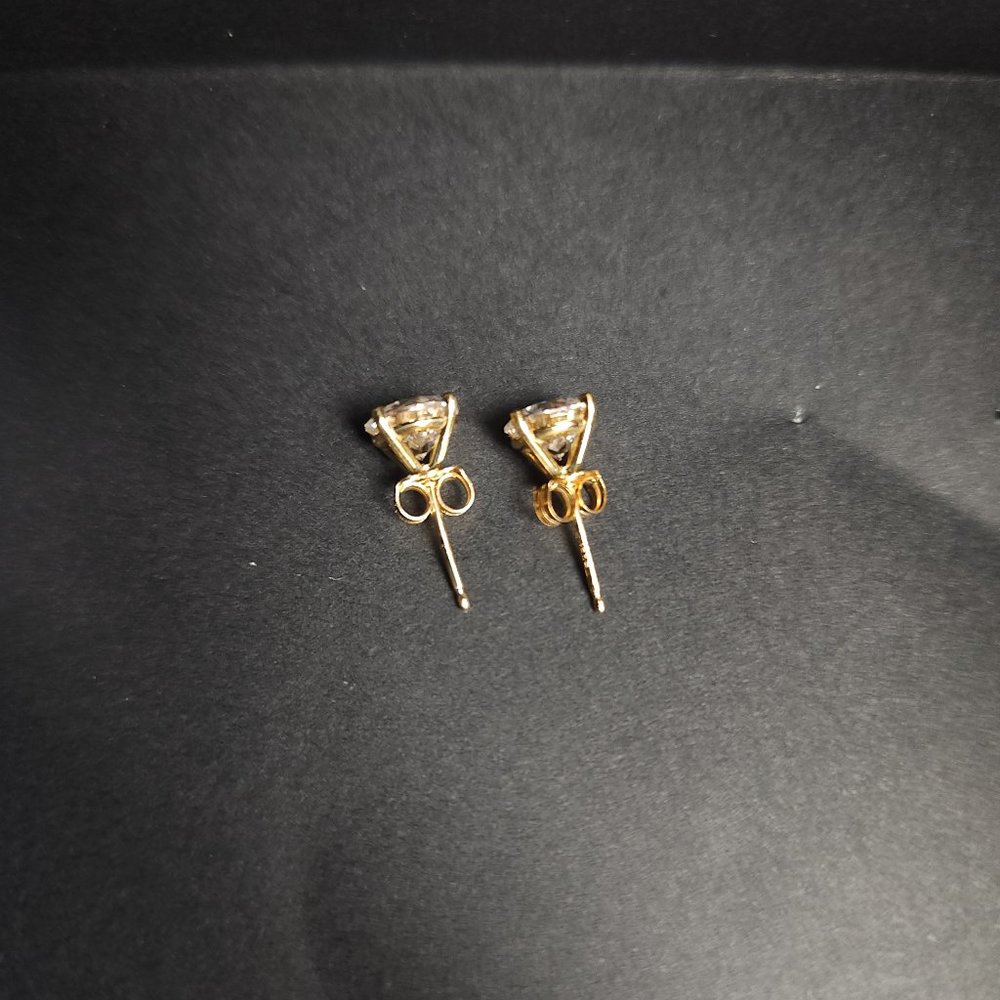Rolord pair of 18kt yellow gold earrings with 2 round cut 1ct moissanite - Picture 5 of 15